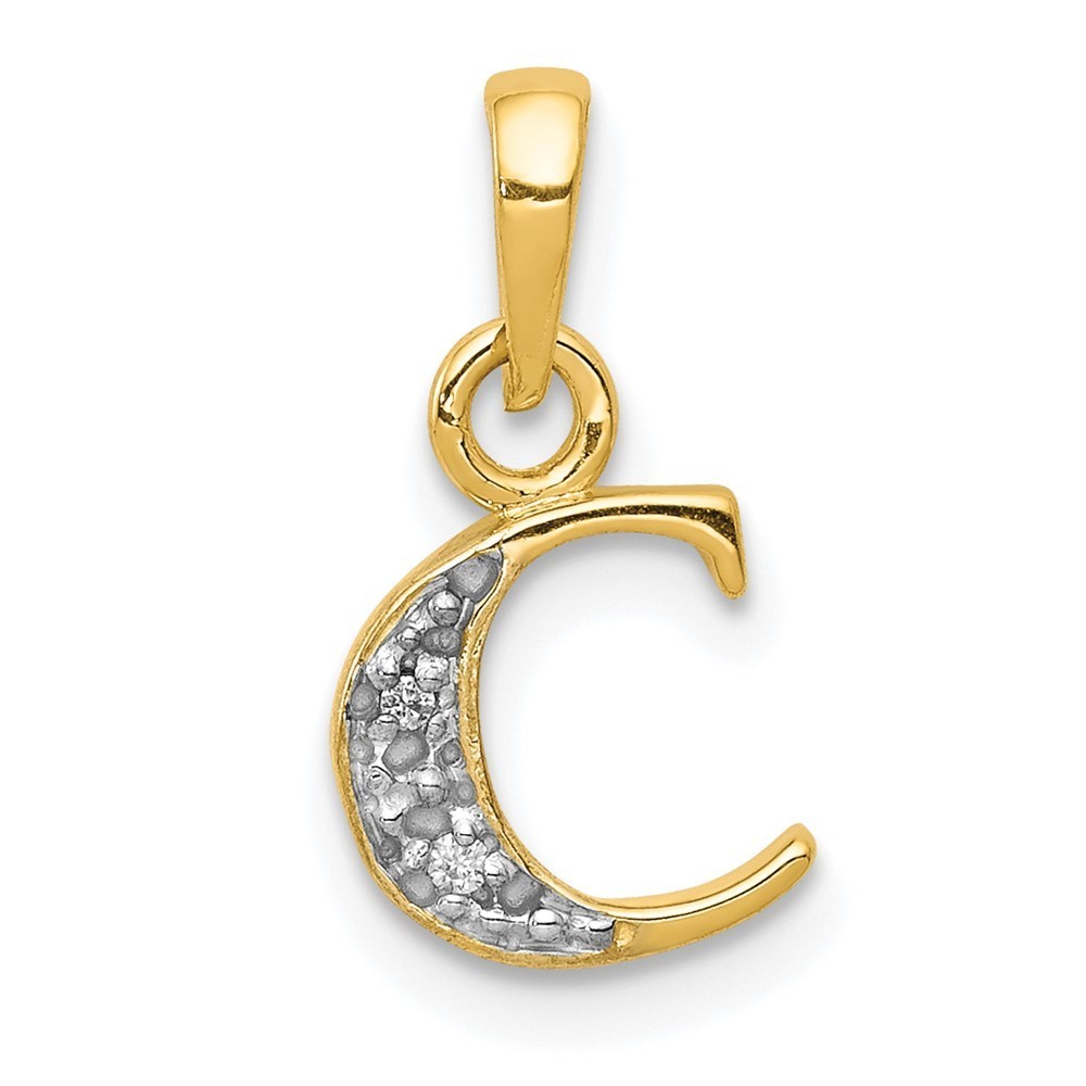 10k And Rhodium Diamond Initial C Pendant 127$